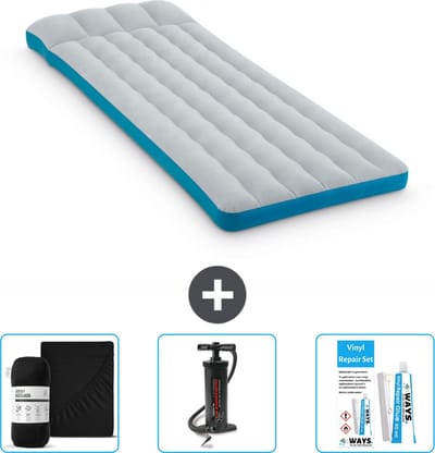 Intex Campingmat - Twijfelaar - 72 x 189 x 20 cm - Blauw - Inclusief Hoeslaken - Pomp en Reparatieset