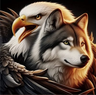 Diamond painting- Adelaar en wolf - 40 x 50 CM - Diamond painting pakket - HQ - VOLLEDIG dekkend - Diamant Schilderen - voor Volwassenen – ROND- TOPMO