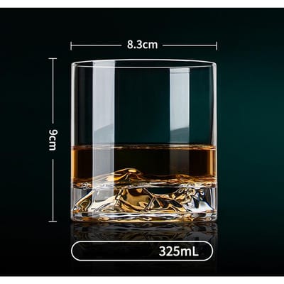 Japanse Stijl 3D IJsberg Whiskyglas IJsberg Old Fashioned Wijnglazen Likeur Beker Berg Whiskey Tumbler Gratis Onderzetter 325ml black
