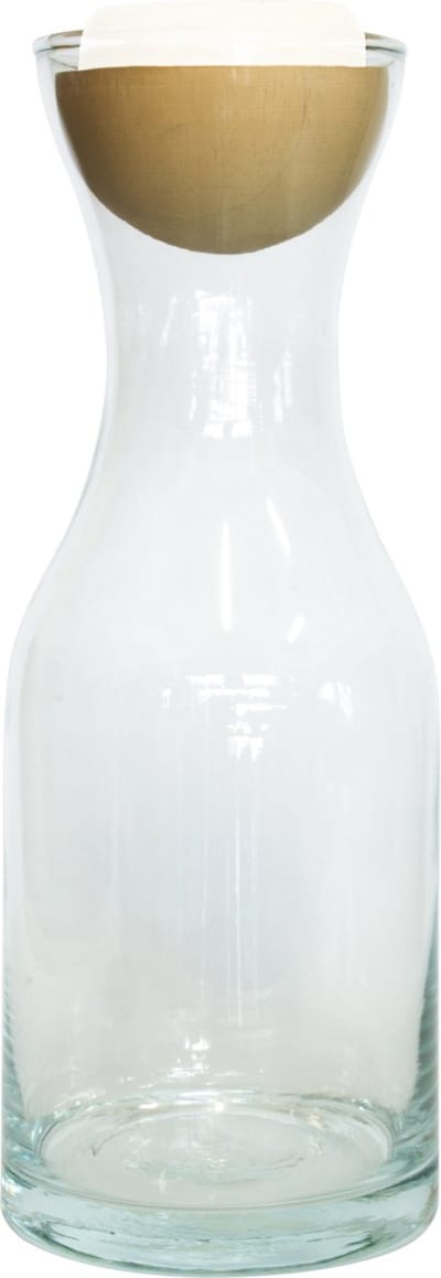 TAK Design Karaf Botto - Incl. Houten Afsluiter - Glas - Ø9 x 24 cm - Gebroken Wit