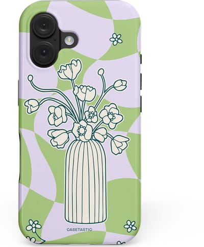 Casetastic hoesje geschikt voor Apple iPhone 16 - MagSafe - Dubbellaagse bescherming - Bosje vol groen - Fashion Case - Lichtgrijs Beige