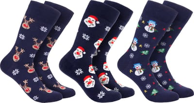 BRUBAKER 3 Paar Kerstsokken - Grappige Sokken Met Kerstmotieven - Katoen - Heren En Dames Cadeau Voor Kerstmis - Unisex Katoenen Sokken - maat 35-40