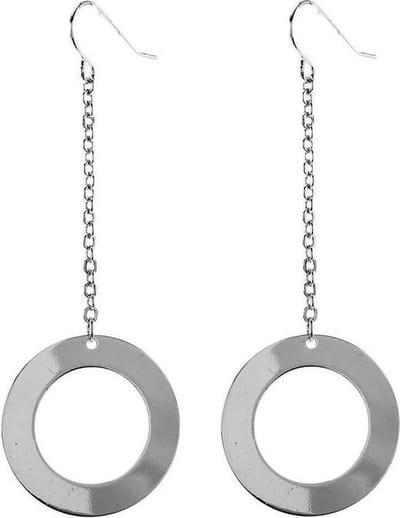 Behave - Oorbelhangers dames - Zilverkleur rond lang - Statement look