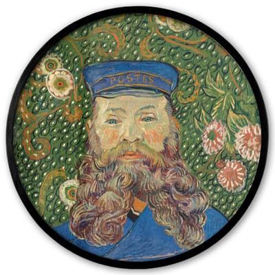 Poster in lijst Rond - Fotolijst 40x40 cm - Posters - Portret van postbode Joseph Roulin - Vincent van Gogh - Ronde posterlijst zwart - Decoratie - Wanddecoratie woonkamer - Muurdecoratie slaapkamer