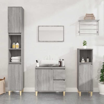 vidaXL - Badkamerkast - 65x33x60 - cm - bewerkt - hout - grijs - sonoma - eikenkleurig