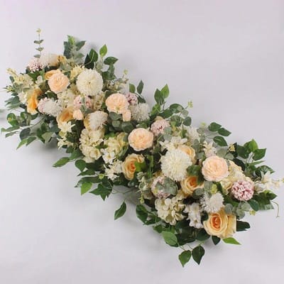100cm Luxe Witte Roos Kunstbloem Rij Bruiloft Tafel Middelpunt Bloemen Achtergrond Muur Bogen Decor Feest Podium Bloemen 100cm