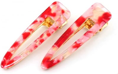 Haarsoires Haarspeld Duckklemmen 7cm – Open Vorm – Marmerprint – Rood Roze – Set van 2 - Haarclip - Haarklem - Makkelijk in Gebruik - Sterke Haarclip voor Styling & Dagelijks Gebruik - Hair Clip - Decoratieve Haaraccessoire