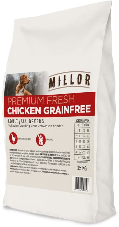 Millor premium extruded fresh adult chicken grain free - 15 kg