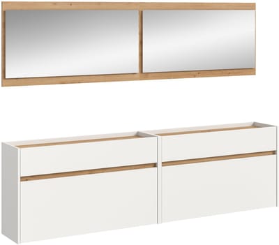 xonox.home Drive garderobecombinatie B/H/D: 192x220x32 cm in wit imitatiehout en Artisan Oak imitatiehout