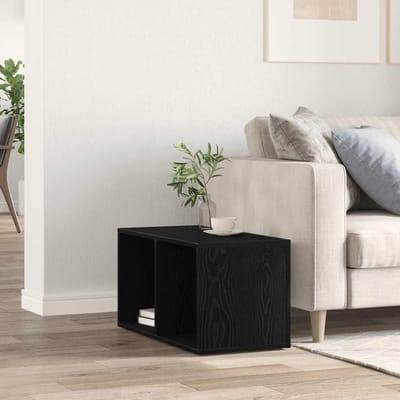 vidaXL - LP - Opbergbox - 71x34x36 - cm - spaanplaat - zwart - eikenkleurig