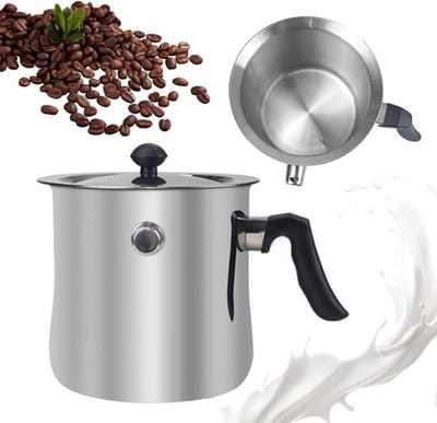 Roestvrijstalen melkpan met dubbele wand, 2 liter - Ideaal voor koken, warmhouden en melkverwarming