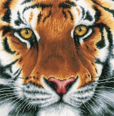 Lanarte Borduurpakket - Borduurset - Borduurpakket volwassenen - Telpakket kit - 35 x 34cm - Tijger - PN-0156104