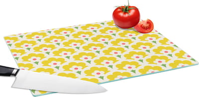 Glazen Snijplank - 39x28 - Design - Retro - Seventies - Geel - Snijplanken Glas