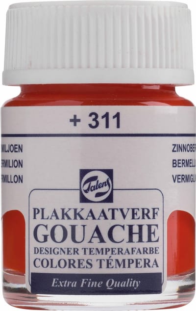 Talens Plakkaatverf Extra Fijn - Vermiljoen 311 - 16 ml Flacon - Sterk gepigmenteerde, matte verf