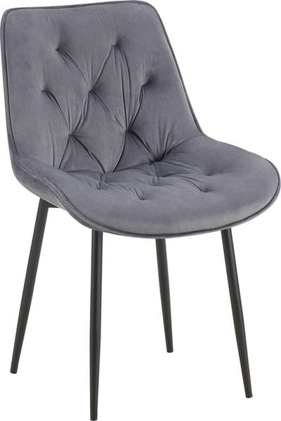 CLP Wallace Eetkamerstoel - Zonder armleuning - Metalen frame - Vloerbeschermers - Velvet - Fluweel - donkergrijs