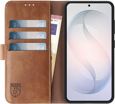 Rosso Element Geschikt voor Samsung Galaxy S26 Plus | Wallet Book Case | Portemonnee Hoesje | 3 Pasjes | Magneetsluiting | Stand Functie | Bruin
