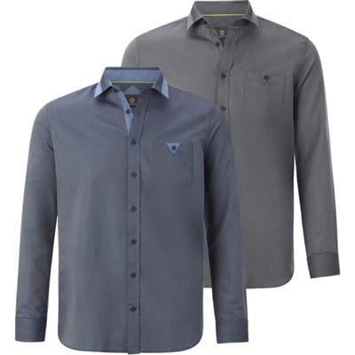 Jan Vanderstorm herren Overhemden, Set Van 2 - 55/56 - zwart - Plus Size
