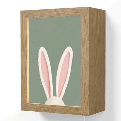Wandlamp 15x20 cm - Oplaadbaar - Hazen - Oren - Roze - Wandlampen binnen woonkamer - Slaapkamer lamp met kabel - Decoratieve nachtlamp - Vloerlamp snoer