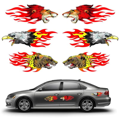Dailygoods- Vlam Stickers 6 Stuks - Auto Stickers - Motorfiets Stickers - Decoratie Stickers - Gepersonaliseerde Stickers - 20 cm - Autostickers
