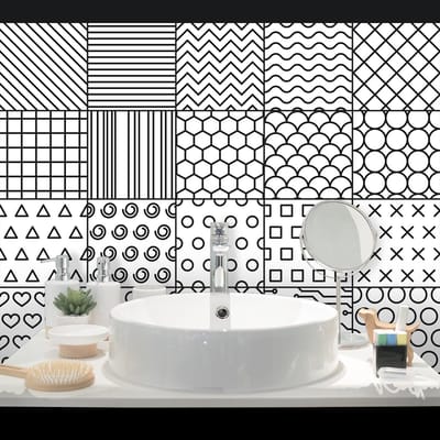 Zelfklevende tegelmuurstickers voor keuken en badkamer - 9 etnische Davao cementtegelstickers - 9 stickers 10x10cm