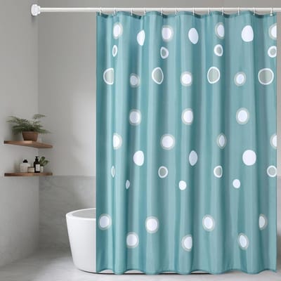 Blauw douchegordijn met verzwaarde zoom 240 cm druppel - zware natte kamer gordijn waterdicht en antimold polyester badkamer gordijn, bubble patroon (180 x 200 cm)