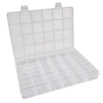 Fako Bijoux - Opbergdoos Large - 24 Vakjes - Kralendoos - Opbergbox - Sorteerdoos Rocailles - Verdeeldoos - Kralen Box - 19x13x2.1 cm - 1 Stuk