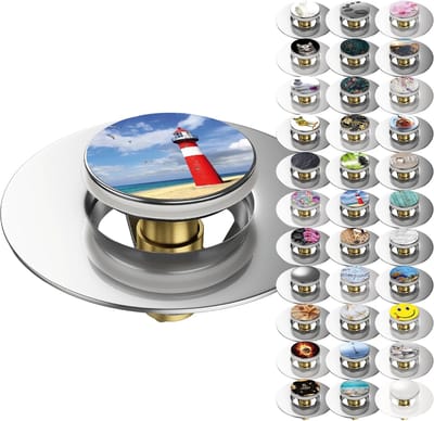 Wastafel stopper - Afvoerstop universeel - Badkamer verfraaien - Met decoratief motief - 3.4-3.8 cm diameter - Chroomkleurig