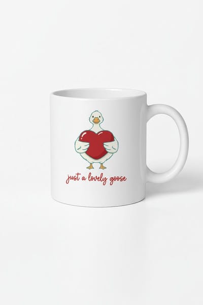 Mok 'Just a Lovely Goose' met Schattige Gans en Rood Hart - Leuk Cadeau