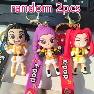 Mooie 3 stuks rand nieuwe KPOP heksenjachtgroep sleutelhanger cartoon anime 3D pop tas auto hanger klein cadeau Hoge Kwaliteit red