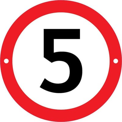 Verbodsbord 5 Kilometer - 30cmØ met 2 Boorgaten - op 3mm dik Aluminium