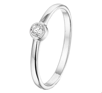 Zilver Gerhodineerde Ring zirkonia 1325117 14.50 mm (46)