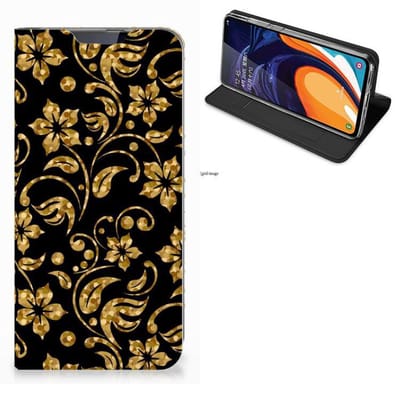Samsung Galaxy A60 Smart Cover Gouden Bloemen