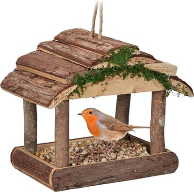 Relaxdays - Vogelvoerhuisje – Vogelvoederhuis – Lichtgewicht – Hangend - Voor Kleine Vogels - Hout – Tuin
