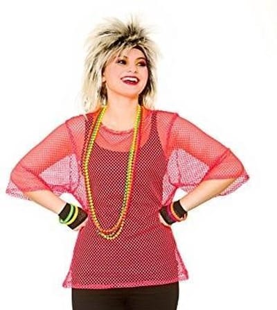 Visnet t-shirt 80-jaren neon roze