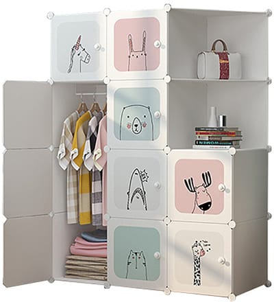 Modulaire Kledingkast - Draagbare Garderobekast - Kunststof Opbergsysteem met Deurtjes - DIY Opbergkast - 145x110x47 cm - Wit/Transparant