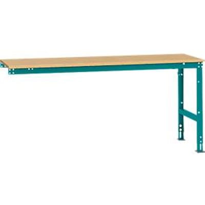 Manuflex aanbouwtafel UNIVERSAL Standaard, 2000 x 800 mm, multiplex natuur, waterblauw