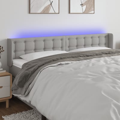 vidaXL - Hoofdbord - LED - 163x16x78/88 - cm - stof - lichtgrijs