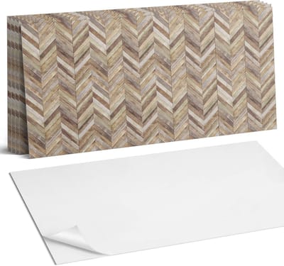 Coloray Plaktegels - Visgraatpatroon van planken Wandtegel Zelfklevend - 60 cm x 30 cm - Bruin Plaktegels - 6 stuks - Rechthoek PVC Tegels - Plaktegels Keuken - Zelfklevende Vloertegels Badkamer - Vinyl Tegels - Zelfklevende Wandtegels