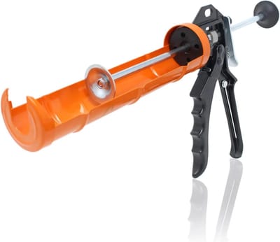PolkaHome Roestvrij stalen cartridgepistool, cartridgepers voor de verwerking van siliconen en acryl met 310 ml cartridges, hefboomoverbrenging 12:1