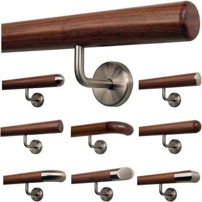Houten Leuning - Trapleuning Walnoot - Veilige Trap - Gebogen Design - 200 cm - Natuurlijk Hout