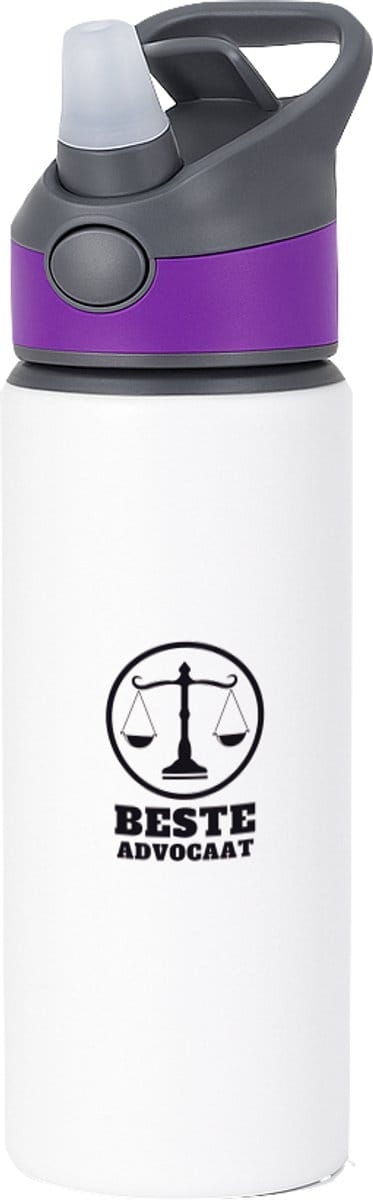 Hacebo® - beste advocaat waterfles met rietje paars - Beste advocaat - collega - cadeau - water fles - 650ML