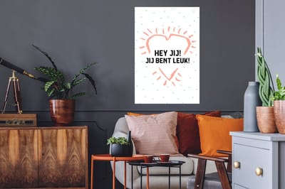 Muurstickers - Sticker Folie - Quotes - Spreuken - Hey jij! Jij bent leuk! - Vrienden - 60x90 cm - Plakfolie - Muurstickers Kinderkamer - Zelfklevend Behang - Zelfklevend behangpapier - Stickerfolie