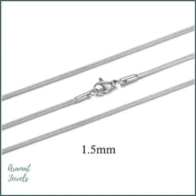Aramat Jewels | Halskettingen | Zilverkleurige Slangenketting RVS – Ronde Snake Chain Dames Staal | 1.5mm / 45cm |45cm | | Staal | Volwassenen | Verkleurd niet