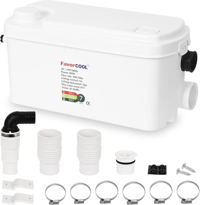 Afwaterpomp 250 W met 3 inlaten voor kelder en keuken