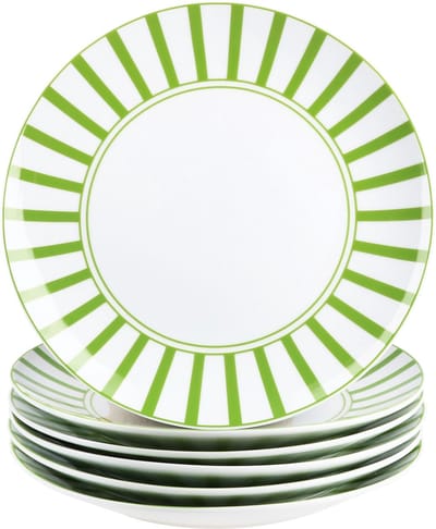 MamboCat Set van 6 SPLIT GREEN porseleinen taartborden voor 6 personen