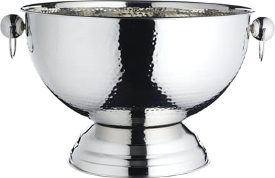 BarCraft Metalen Champagne Koeler/Punch Bowl met Voetstuk - Roestvrij Staal Zilver 37 x 37 x 25 cm