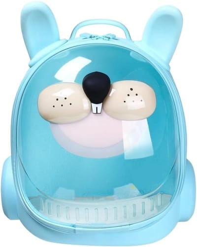 Draagtas voor kittens, draagbare tas voor katten, reistas, transparante draagbare ruimtecapsule, bubbelkonijnrugzak, reistas voor katten (blauw)