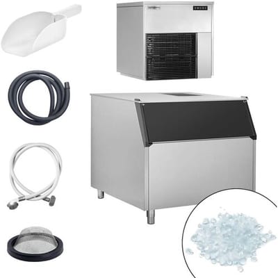 GGM Gastro Flockeneisbereiter - 565 kg / 24 h - inkl. Eisvorratsbehälter Zilver