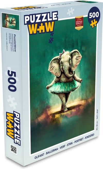 Puzzel Olifant - Ballerina - Verf - Strik - Portret - Kinderen - Legpuzzel - Puzzel 500 stukjes