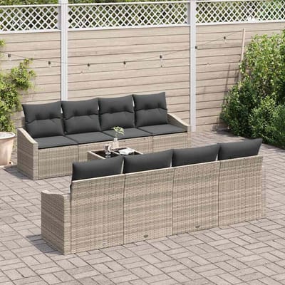 vidaXL - Bankstel - 7 - st - Lichtgrijs - en - Donkergrijs - poly - rattan